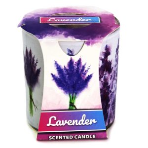 ΚΕΡΙ ΑΡΩΜΑΤΙΚΟ ΣΕ ΓΥΑΛΙΝΟ ΒΑΖΑΚΙ ΜΕ ΑΡΩΜΑ LAVENDER 90g ART.1320 - Image 1