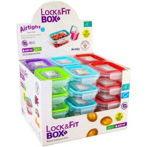 ΦΑΓΗΤΟΔΟΧΕΙΟ LOCK & FIT ΜΕ 4 ΑΣΦΑΛΕΙΕΣ ΟΡΘΟΓΩΝΙΟ 450ml 14x10,5x6cm M-1063 VIOSARP - Image 4