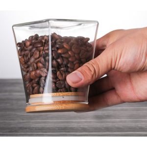 ΒΑΖΟ ΓΥΑΛΙΝΟ ΜΕ ΞΥΛΙΝΟ ΚΑΠΑΚΙ ΤΕΤΡΑΓΩΝΟ 350ml FY10100 - Image 3