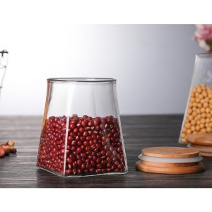 ΒΑΖΟ ΓΥΑΛΙΝΟ ΜΕ ΞΥΛΙΝΟ ΚΑΠΑΚΙ ΤΕΤΡΑΓΩΝΟ 750ml FY12135 - Image 2