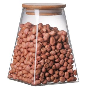 ΒΑΖΟ ΓΥΑΛΙΝΟ ΜΕ ΞΥΛΙΝΟ ΚΑΠΑΚΙ ΤΕΤΡΑΓΩΝΟ 950ml FY14150 - Image 1
