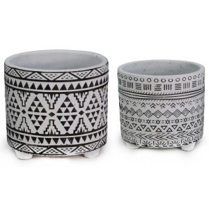 ΓΛΑΣΤΡΑ ΚΕΡΑΜΙΚΗ ΣΧΕΔΙΟ ETHNIC BW 14x14x13cm - Image 1