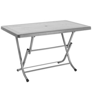 ΤΡΑΠΕΖΙ ΠΛΑΣΤΙΚΟ ΠΤΥΣΣΟΜΕΝΟ ΟΡΘΟΓΩΝΙΟ 70x120cm ΓΚΡΙ-ΚΑΦΕ - Image 1