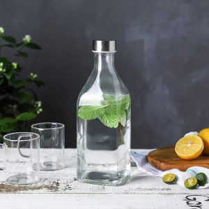ΜΠΟΥΚΑΛΙ ΓΥΑΛΙΝΟ ΜΕ ΑΣΗΜΙ ΚΑΠΑΚΙ 1L ΤΕΤΡΑΓΩΝΟ No45724 - Image 5