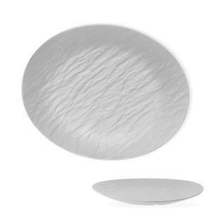 ΠΙΑΤΟ ΜΕΛΑΜΙΝΗ ΡΗΧΟ ΟΒΑΛ STONE ΛΕΥΚΟ MB447 35,5x29cm VIOSARP - Image 1