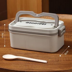 ΦΑΓΗΤΟΔΟΧΕΙΟ ΑΝΟΞΕΙΔΩΤΟ LUNCH BOX ΟΡΘΟΓΩΝΙΟ ΜΕ ΧΩΡΙΣΜΑ ΚΑΙ ΚΟΥΤΑΛΙ ΧΡΩΜΑΤΙΣΤΟ 1.1L 19x11x9cm VIOSARP - Image 4