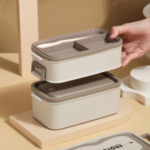 ΦΑΓΗΤΟΔΟΧΕΙΟ ΑΝΟΞΕΙΔΩΤΟ LUNCH BOX ΟΡΘΟΓΩΝΙΟ ΜΕ ΧΩΡΙΣΜΑ ΚΑΙ ΚΟΥΤΑΛΙ ΧΡΩΜΑΤΙΣΤΟ 1.1L 19x11x9cm VIOSARP - Image 5