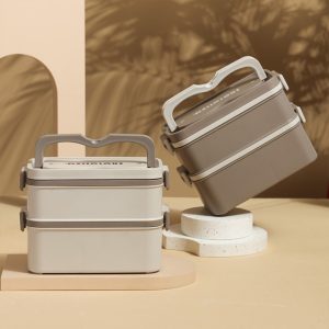 ΦΑΓΗΤΟΔΟΧΕΙΟ ΑΝΟΞΕΙΔΩΤΟ LUNCH BOX ΟΡΘΟΓΩΝΙΟ ΜΕ ΧΩΡΙΣΜΑ ΚΑΙ ΚΟΥΤΑΛΙ ΧΡΩΜΑΤΙΣΤΟ 1.1L 19x11x9cm VIOSARP - Image 7