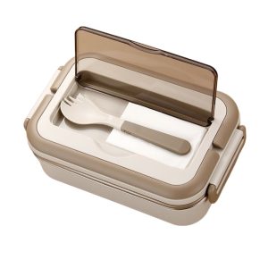 ΦΑΓΗΤΟΔΟΧΕΙΟ ΑΝΟΞΕΙΔΩΤΟ LUNCH BOX ΟΡΘΟΓΩΝΙΟ ΜΕ ΧΩΡΙΣΜΑ ΚΑΙ ΚΟΥΤΑΛΙ ΧΡΩΜΑΤΙΣΤΟ 1.2L 23.5x15x8cm VIOSARP - Image 2