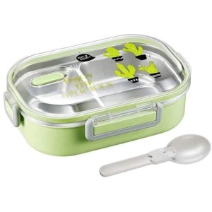 ΦΑΓΗΤΟΔΟΧΕΙΟ ΑΝΟΞΕΙΔΩΤΟ LUNCH BOX ΟΡΘΟΓΩΝΙΟ ΜΕ ΧΩΡΙΣΜΑ ΚΑΙ ΚΟΥΤΑΛΙ ΧΡΩΜΑΤΙΣΤΟ ΣΧΕΔΙΟ 720ΜL 21x15x6,5cm VIOSARP - Image 3