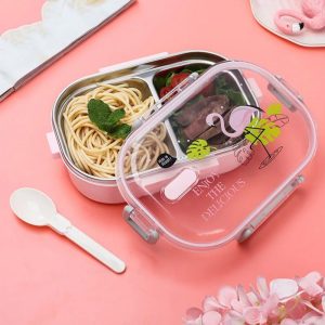 ΦΑΓΗΤΟΔΟΧΕΙΟ ΑΝΟΞΕΙΔΩΤΟ LUNCH BOX ΟΡΘΟΓΩΝΙΟ ΜΕ ΧΩΡΙΣΜΑ ΚΑΙ ΚΟΥΤΑΛΙ ΧΡΩΜΑΤΙΣΤΟ ΣΧΕΔΙΟ 720ΜL 21x15x6,5cm VIOSARP - Image 12
