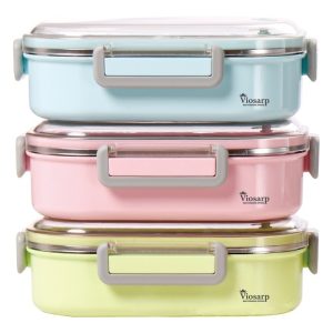 ΦΑΓΗΤΟΔΟΧΕΙΟ ΑΝΟΞΕΙΔΩΤΟ LUNCH BOX ΟΡΘΟΓΩΝΙΟ ΜΕ ΧΩΡΙΣΜΑ ΚΑΙ ΚΟΥΤΑΛΙ ΧΡΩΜΑΤΙΣΤΟ ΣΧΕΔΙΟ 720ΜL 21x15x6,5cm VIOSARP - Image 14