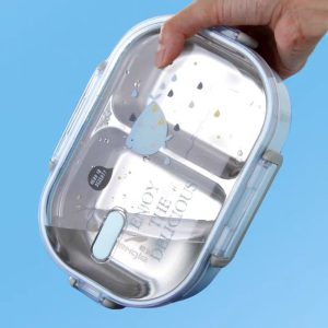 ΦΑΓΗΤΟΔΟΧΕΙΟ ΑΝΟΞΕΙΔΩΤΟ LUNCH BOX ΟΡΘΟΓΩΝΙΟ ΜΕ ΧΩΡΙΣΜΑ ΚΑΙ ΚΟΥΤΑΛΙ ΧΡΩΜΑΤΙΣΤΟ ΣΧΕΔΙΟ 720ΜL 21x15x6,5cm VIOSARP - Image 8