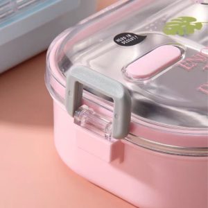 ΦΑΓΗΤΟΔΟΧΕΙΟ ΑΝΟΞΕΙΔΩΤΟ LUNCH BOX ΟΡΘΟΓΩΝΙΟ ΜΕ ΧΩΡΙΣΜΑ ΚΑΙ ΚΟΥΤΑΛΙ ΧΡΩΜΑΤΙΣΤΟ ΣΧΕΔΙΟ 720ΜL 21x15x6,5cm VIOSARP - Image 9