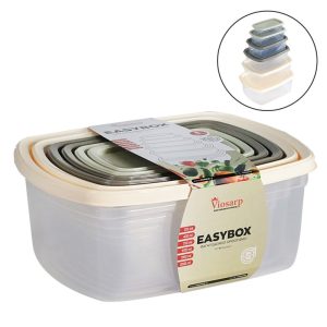 ΦΑΓΗΤΟΔΟΧΕΙΟ EASYBOX ΟΡΘΟΓΩΝΙΟ ΣΕΤ 6 ΤΕΜ 225ml-430ml-750ml-1220ml-1950ml-3000ml No661 VIOSARP - Image 1