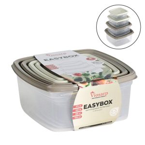 ΦΑΓΗΤΟΔΟΧΕΙΟ EASYBOX ΤΕΤΡΑΓΩΝΟ ΣΕΤ 4 ΤΕΜ 275ml-500ml-850ml-1350ml No662 VIOSARP - Image 1