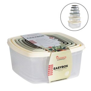 ΦΑΓΗΤΟΔΟΧΕΙΟ EASYBOX ΤΕΤΡΑΓΩΝΟ ΣΕΤ 6 ΤΕΜ 275ml-500ml-850ml-1350ml-2100ml-3200ml No663 VIOSARP - Image 1