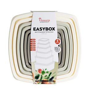 ΦΑΓΗΤΟΔΟΧΕΙΟ EASYBOX ΤΕΤΡΑΓΩΝΟ ΣΕΤ 6 ΤΕΜ 275ml-500ml-850ml-1350ml-2100ml-3200ml No663 VIOSARP - Image 2