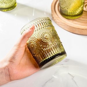 ΠΟΤΗΡΙ ΓΥΑΛΙΝΟ ΝΕΡΟΥ ΧΡΩΜΑΤΙΣΤΟ 300ml ΣΧΕΔΙΟ VINTAGE ΣΕΤ 6 ΤΜΧ NoTYH-T300 - Image 6
