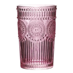 ΠΟΤΗΡΙ ΓΥΑΛΙΝΟ ΝΕΡΟΥ 385ml ΧΡΩΜΑΤΙΣΤΟ ΣΧΕΔΙΟ VINTAGE ΣΕΤ 6 ΤΜΧ NoTYH-T385 - Image 2