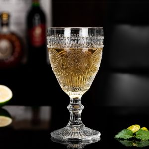 ΠΟΤΗΡΙ ΓΥΑΛΙΝΟ ΚΡΑΣΙΟΥ ΧΡΩΜΑΤΙΣΤΟ 320ml ΣΧΕΔΙΟ VINTAGE ΣΕΤ 6 ΤΜΧ NoTYH-G320 - Image 5