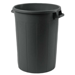 ΚΑΔΟΣ ΑΠΟΡΡΙΜΜΑΤΩΝ ΠΛΑΣΤΙΚΟΣ ΣΤΡΟΓΓΥΛΟΣ ΜΑΥΡΟΣ 75L PLASTIME - Image 1