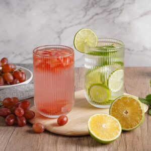 ΠΟΤΗΡΙ ΓΥΑΛΙΝΟ ΝΕΡΟΥ ΔΙΑΦΑΝΟ 450ml 8x12.7cm ΣΧΕΔΙΟ LINES NoSTD-942 - Image 2