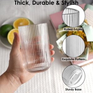 ΠΟΤΗΡΙ ΓΥΑΛΙΝΟ ΝΕΡΟΥ ΔΙΑΦΑΝΟ 450ml 8x12.7cm ΣΧΕΔΙΟ LINES NoSTD-942 - Image 3