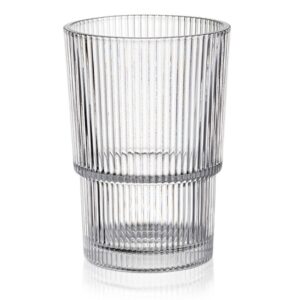 ΠΟΤΗΡΙ ΓΥΑΛΙΝΟ ΝΕΡΟΥ ΔΙΑΦΑΝΟ 420ml 8.8x11.4cm ΣΧΕΔΙΟ LINES NoSTD-953 - Image 1