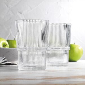 ΠΟΤΗΡΙ ΓΥΑΛΙΝΟ ΝΕΡΟΥ ΔΙΑΦΑΝΟ 420ml 8.8x11.4cm ΣΧΕΔΙΟ LINES NoSTD-953 - Image 2