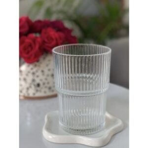 ΠΟΤΗΡΙ ΓΥΑΛΙΝΟ ΝΕΡΟΥ ΔΙΑΦΑΝΟ 420ml 8.8x11.4cm ΣΧΕΔΙΟ LINES NoSTD-953 - Image 3