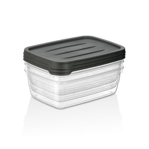 ΦΑΓΗΤΟΔΟΧΕΙΟ CRYSTAL ΟΡΘΟΓΩΝΙΟ ΣΕΤ 3 ΤMX 300ml ASD270 VIOSARP - Image 1