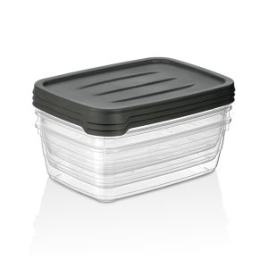 ΦΑΓΗΤΟΔΟΧΕΙΟ CRYSTAL ΟΡΘΟΓΩΝΙΟ ΣΕΤ 3 ΤΜΧ 600ml ASD274 VIOSARP - Image 1
