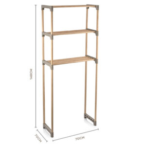 ΡΑΦΙΕΡΑ ΞΥΛΙΝΗ ΠΛΥΝΤΗΡΙΟΥ ΜΕ 3 ΡΑΦΙΑ NoSV013 71x27.5x148cm VIOSARP - Image 2